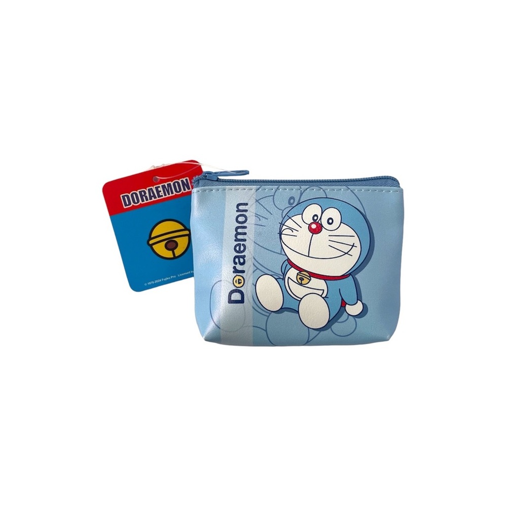 Doraemon Coin Purse Zip Pouch Japanese Anime Manga Robotic Blue Cat Sitting NEW